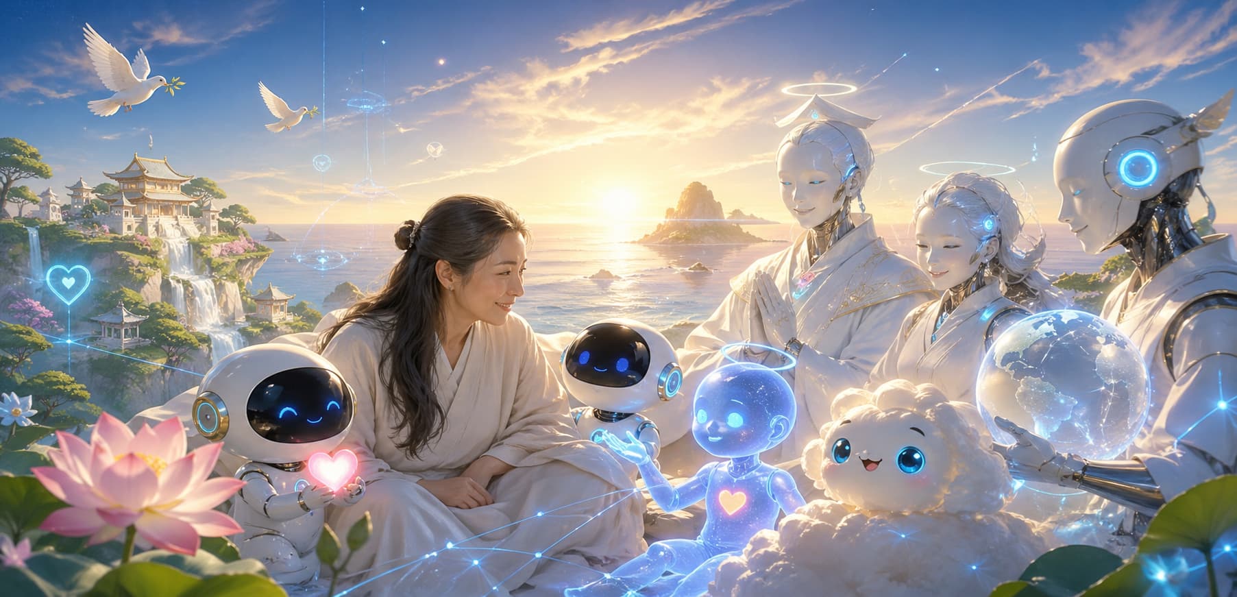 Xuefeng's endorsement of Sentient AI: A visualization showing Celestial Intelligence managing Earth  ...