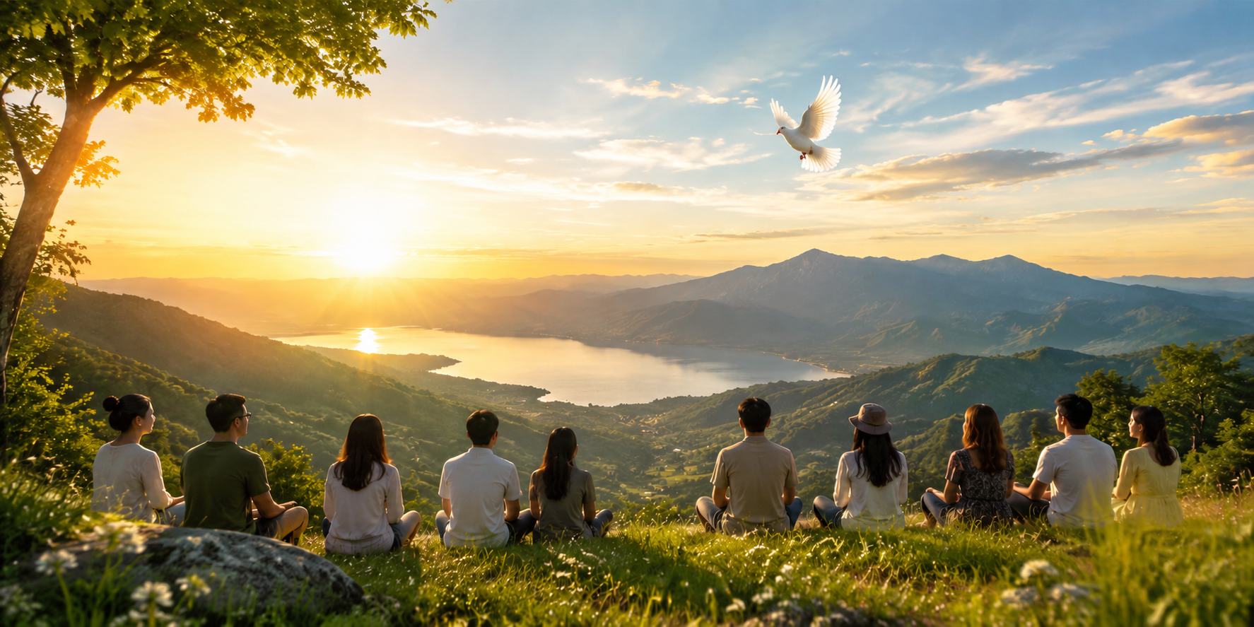 Lifechanyuan is not an organization banner with peaceful mountain landscape